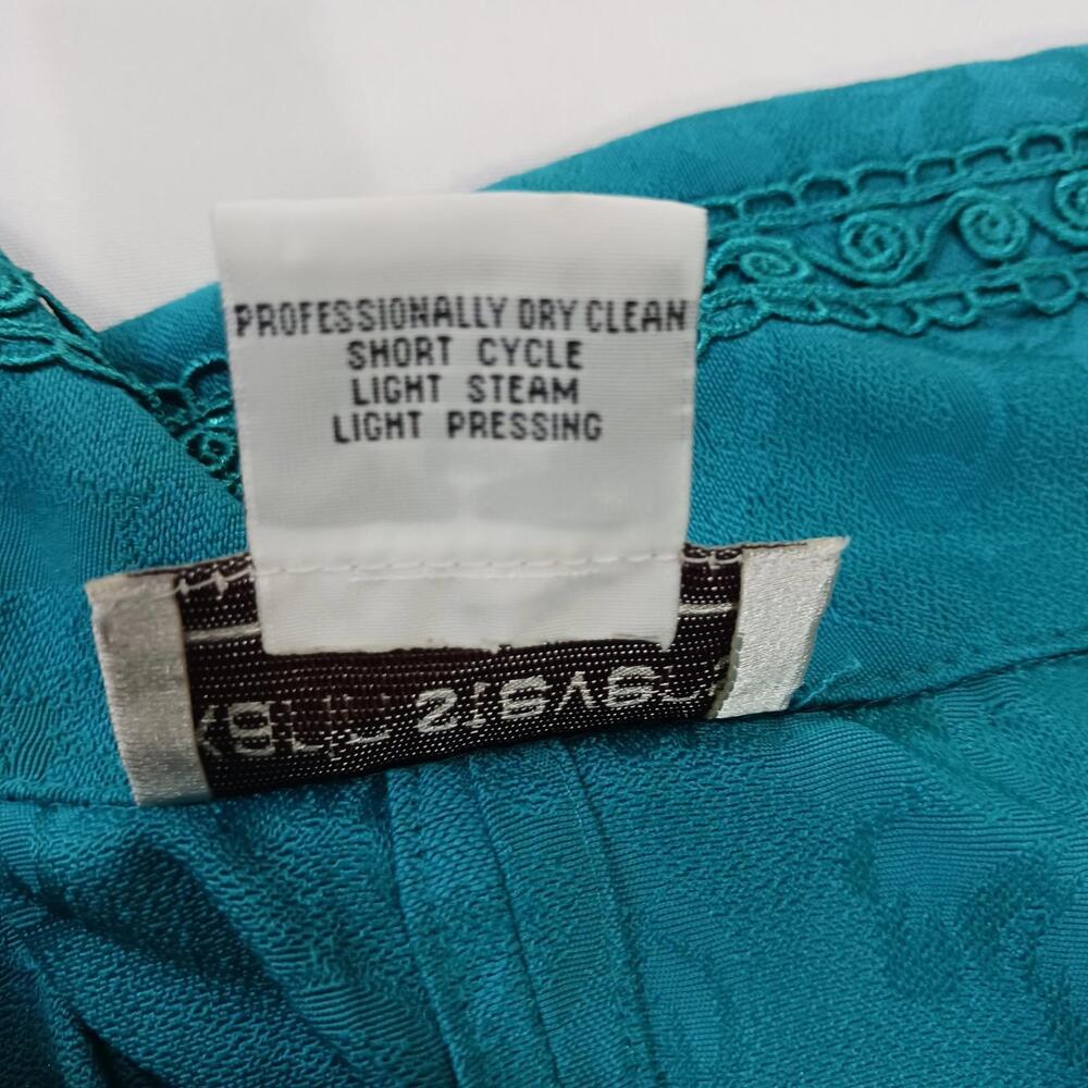 Karin Stevens Women's Turquoise Open Back Front Button Blazer Jacket Size 8 - Picture 4 of 16